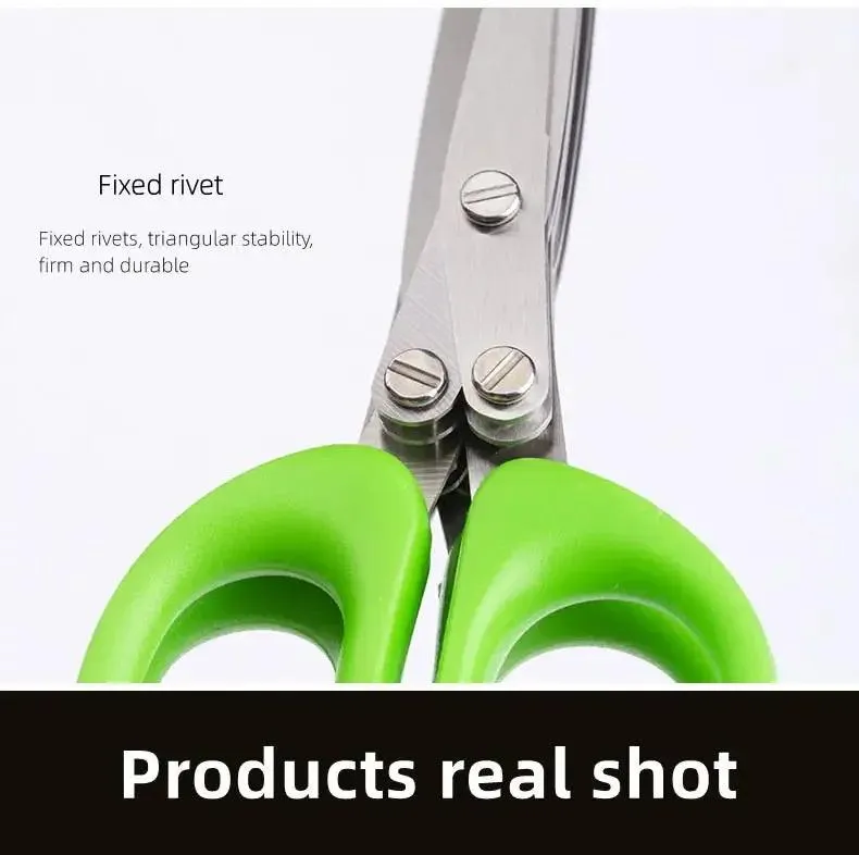 🔪 Multi-Functional Stainless Steel Kitchen Scissors | 3/5 Layer Pepper & Scallion Cutter | Efficient Chopping Tool