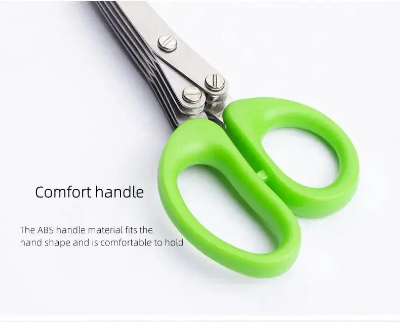 🔪 Multi-Functional Stainless Steel Kitchen Scissors | 3/5 Layer Pepper & Scallion Cutter | Efficient Chopping Tool