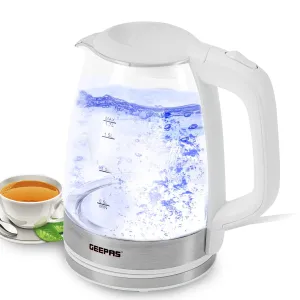 1.7L LED Rapid Boil White Glass Electric Kettle