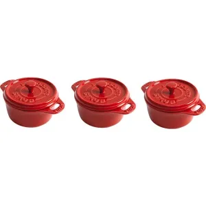 3pc Ceramic Mini Dutch Oven Set Cherry