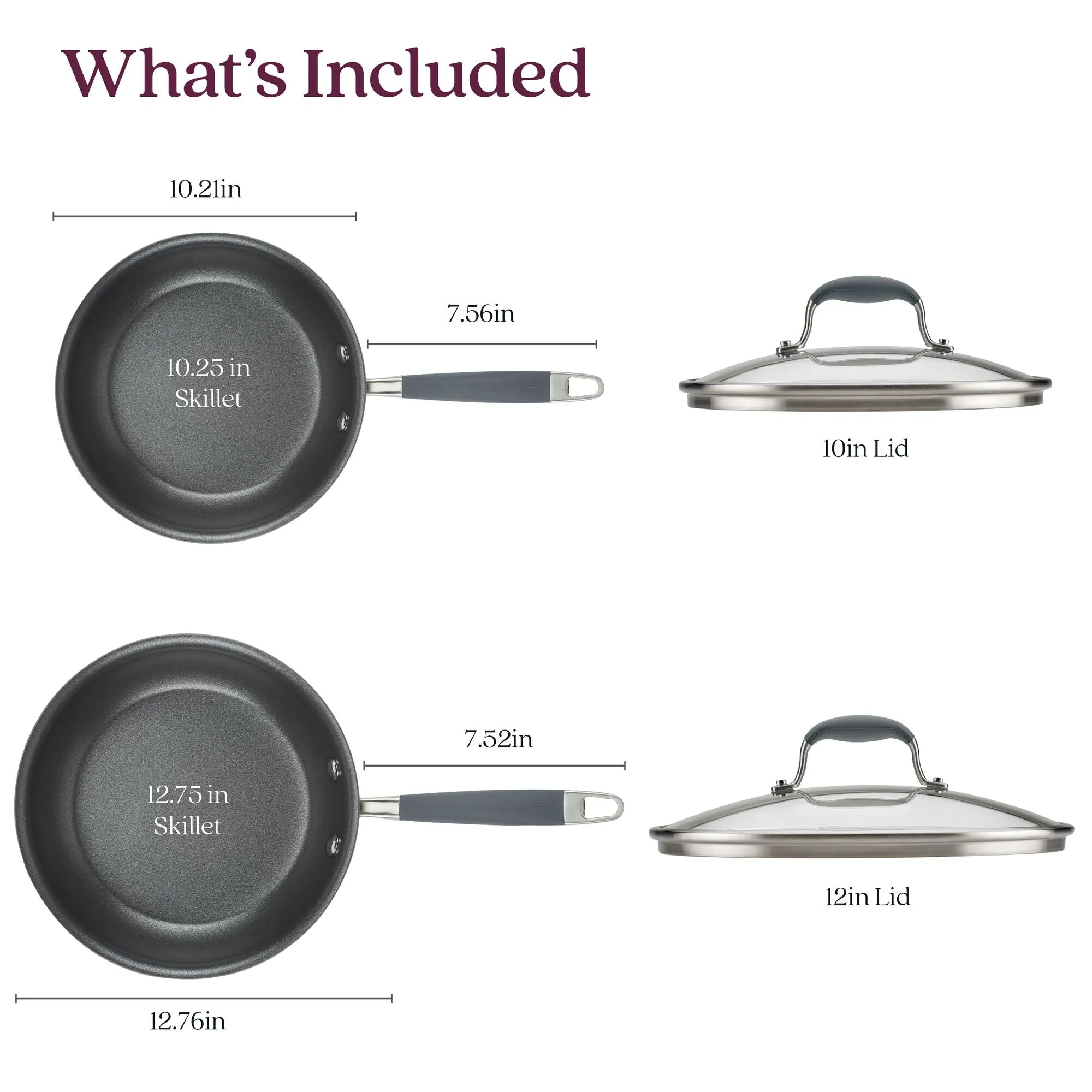 4-piece Skillet and Lid Set