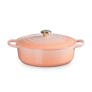 6.75qt Signature Cast Iron Round Wide Oven, Peche