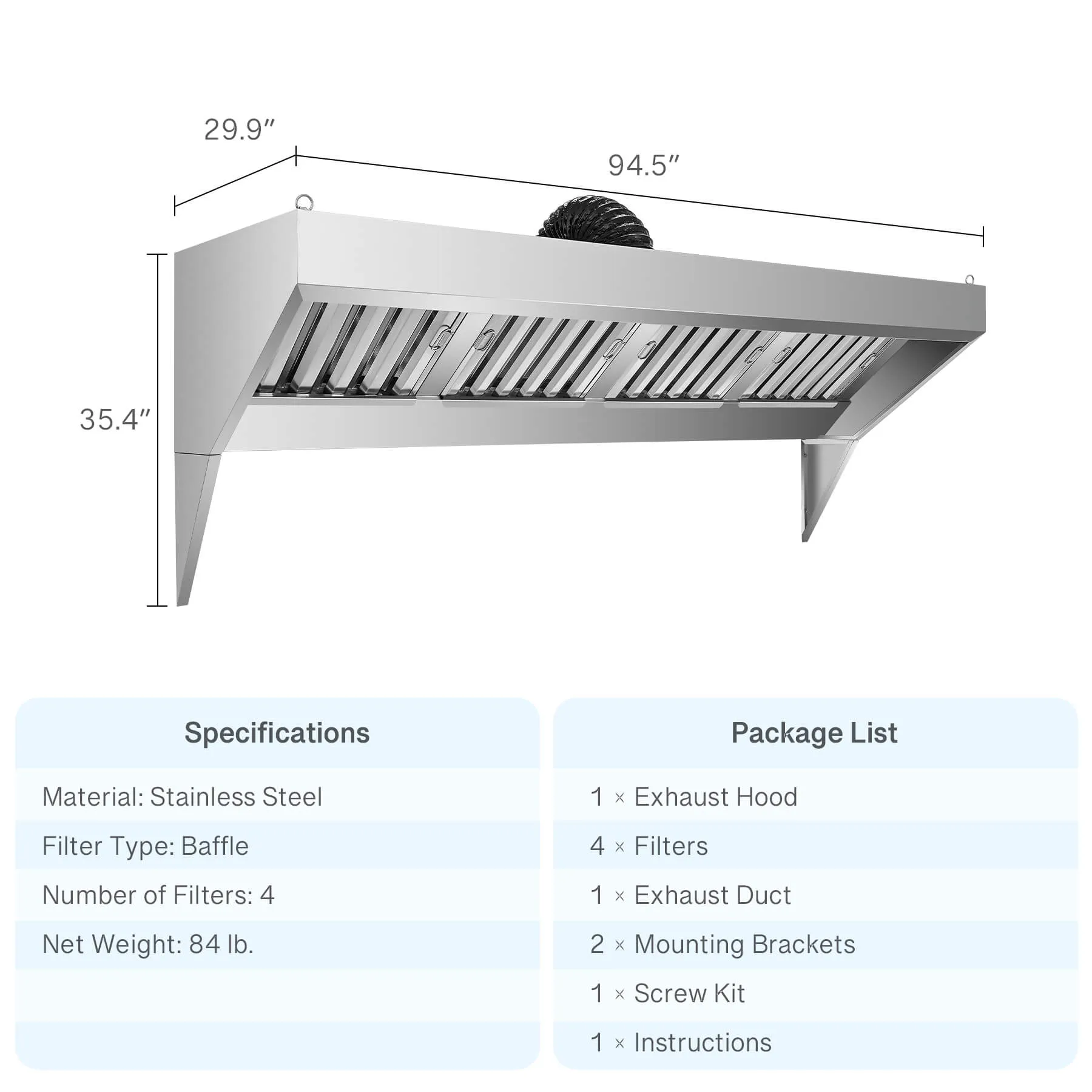 8 ft. Exhaust Hood