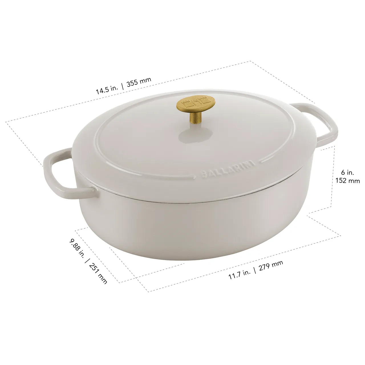 Ballarini Bellamonte Cast Iron 4.75-qt Oval Dutch Oven - Crema White