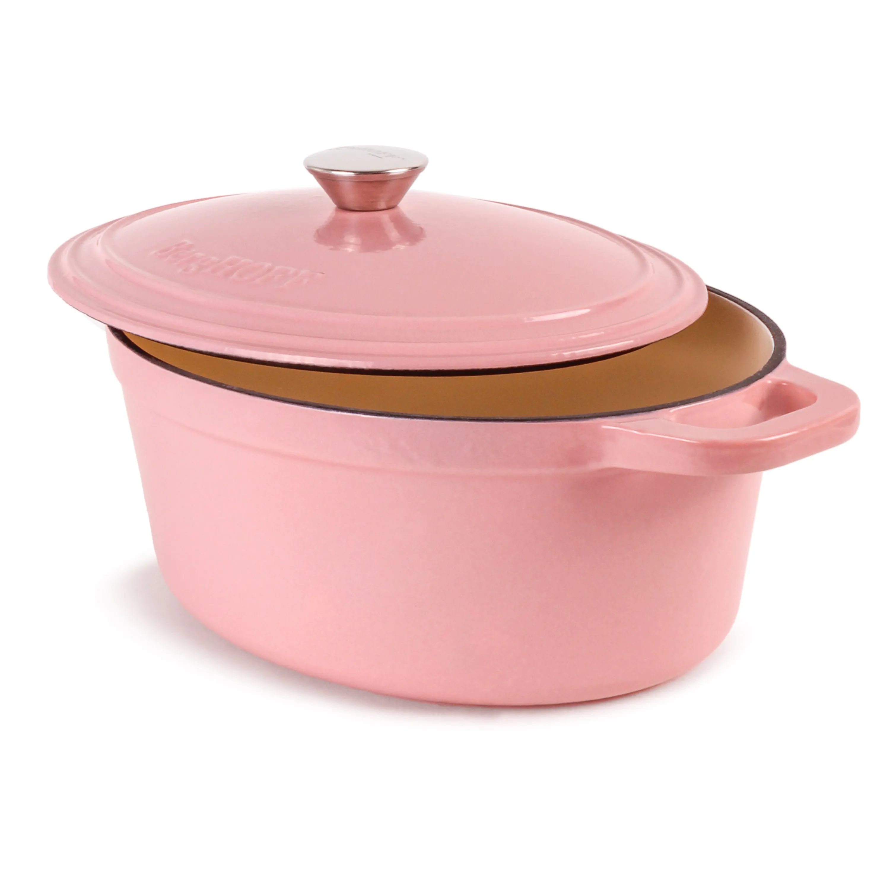 BergHOFF Neo 5pc Cast Iron Oval Dutch Oven Set with 10" Fry Pan, 5qt. & 8qt., Pink