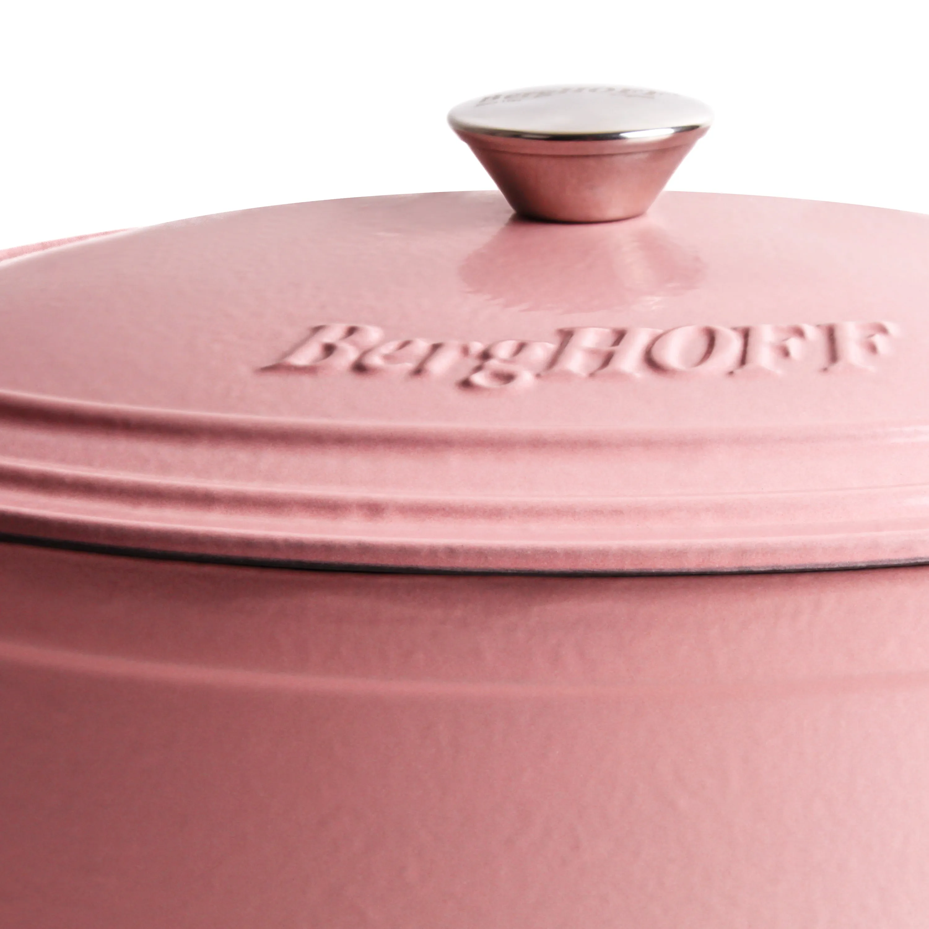 BergHOFF Neo 5pc Cast Iron Oval Dutch Oven Set with 10" Fry Pan, 5qt. & 8qt., Pink