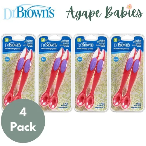 [Bundle of 4] Dr. Brown’s Infant Feeding Spoon - Pink, 2-Pack