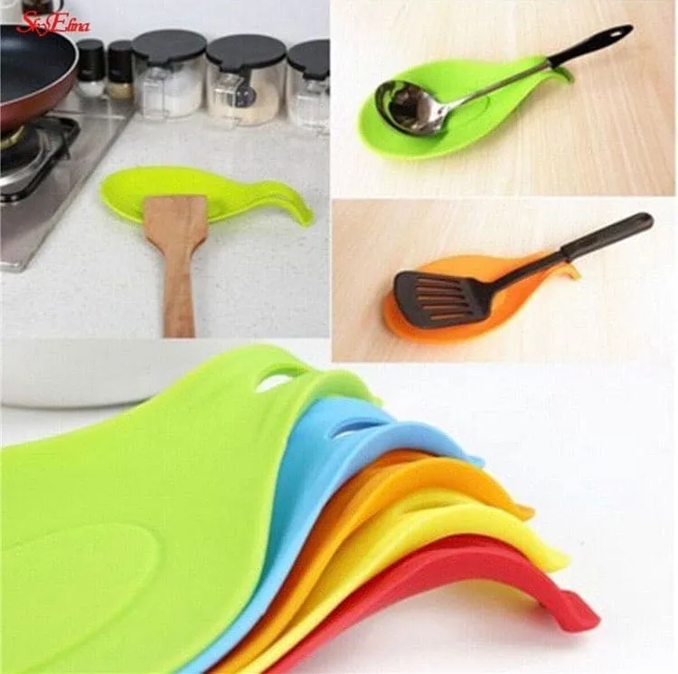 Food Grade Silicone Spoon Holder, Kitchen Utensil Holder, Heat Resistant Spoon