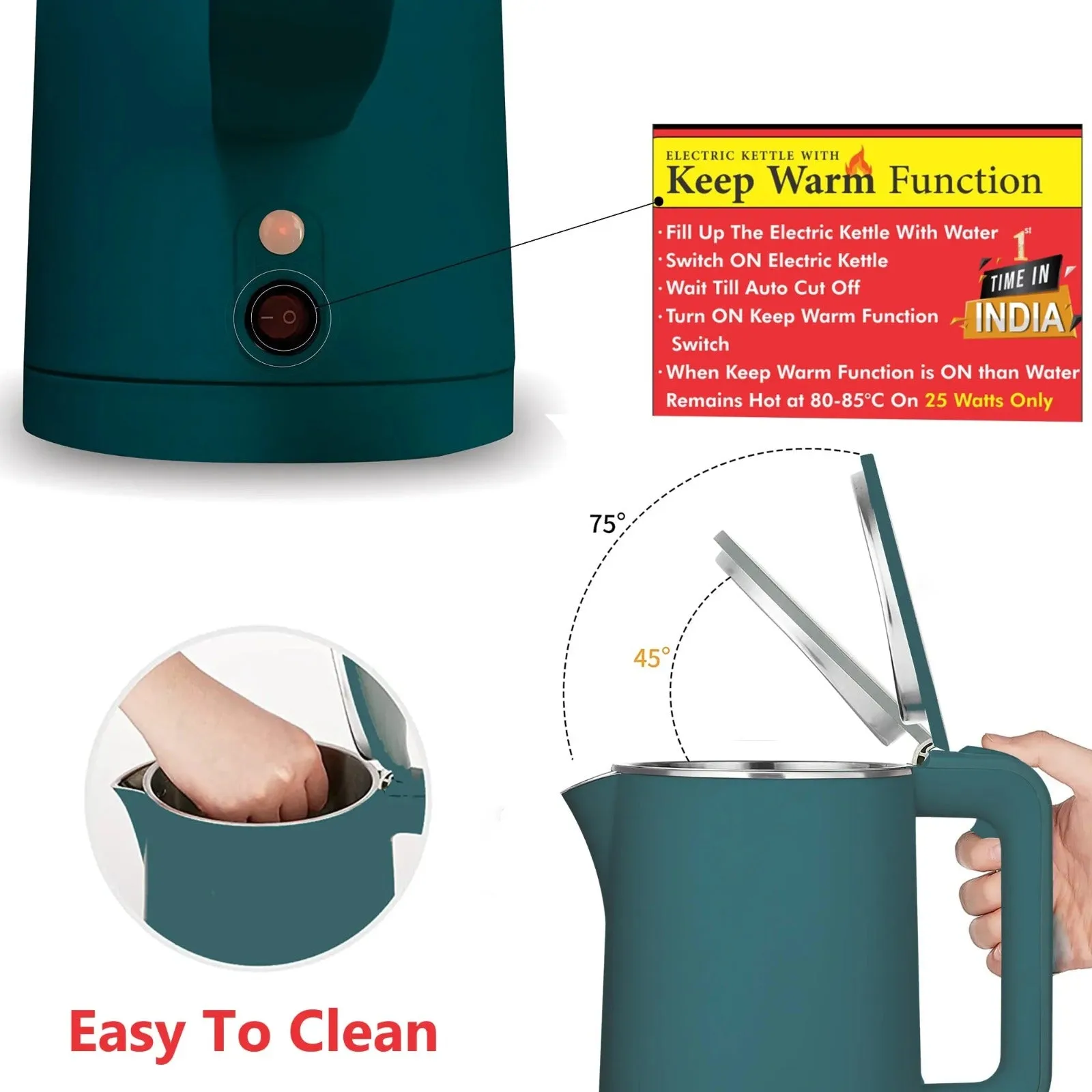 Kw80 1500 Watts Double Wall Electric Kettle By Warmex