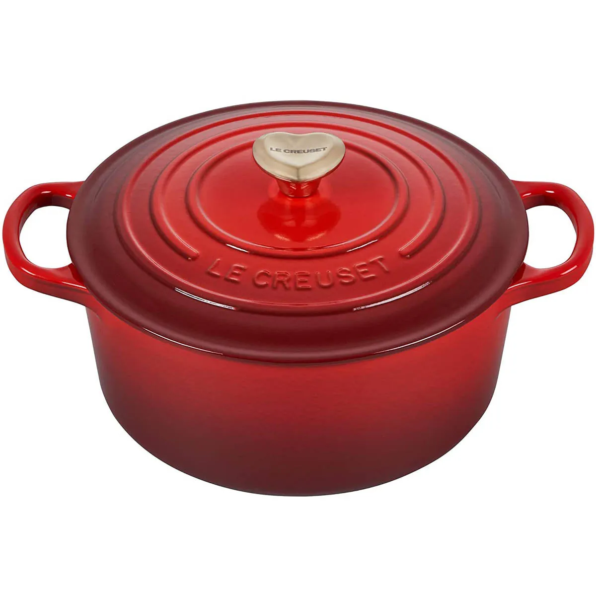 Le Creuset 3.5 qt. Signature Round Dutch Oven - Cerise with SS Figural Heart Knob