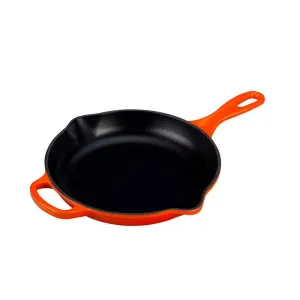 Le Creuset Signature Enameled Cast Iron Skillet, 9-Inches, Flame