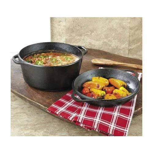 Lodge Pro Logic Cast Iron 5 qt. Double Dutch Oven