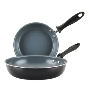 New - Farberware Reliance Pro 9", 11" Nonstick Ceramic Twin Pack Skillets Black/Gray