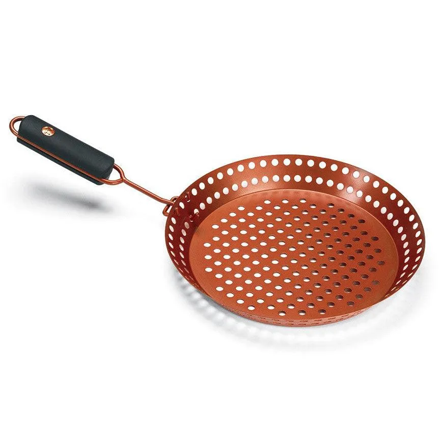 Outset Copper Nonstick Grill Skillet with Removable Soft-Grip Handle