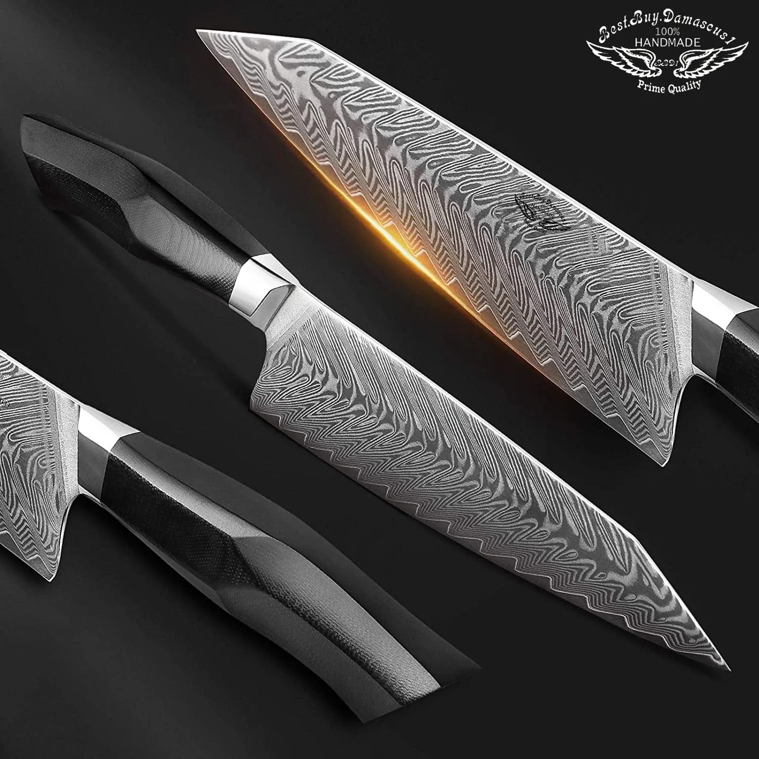 Professional 8.5 inch Damascus Steel Chef Knife, Military Grade G10 Handle with Magnetic Sheath