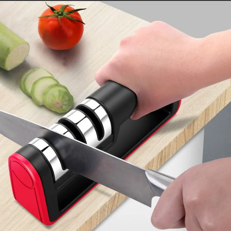 Professional Knife Sharpener - Quick 3-Stage Diamond Sharpening Tools