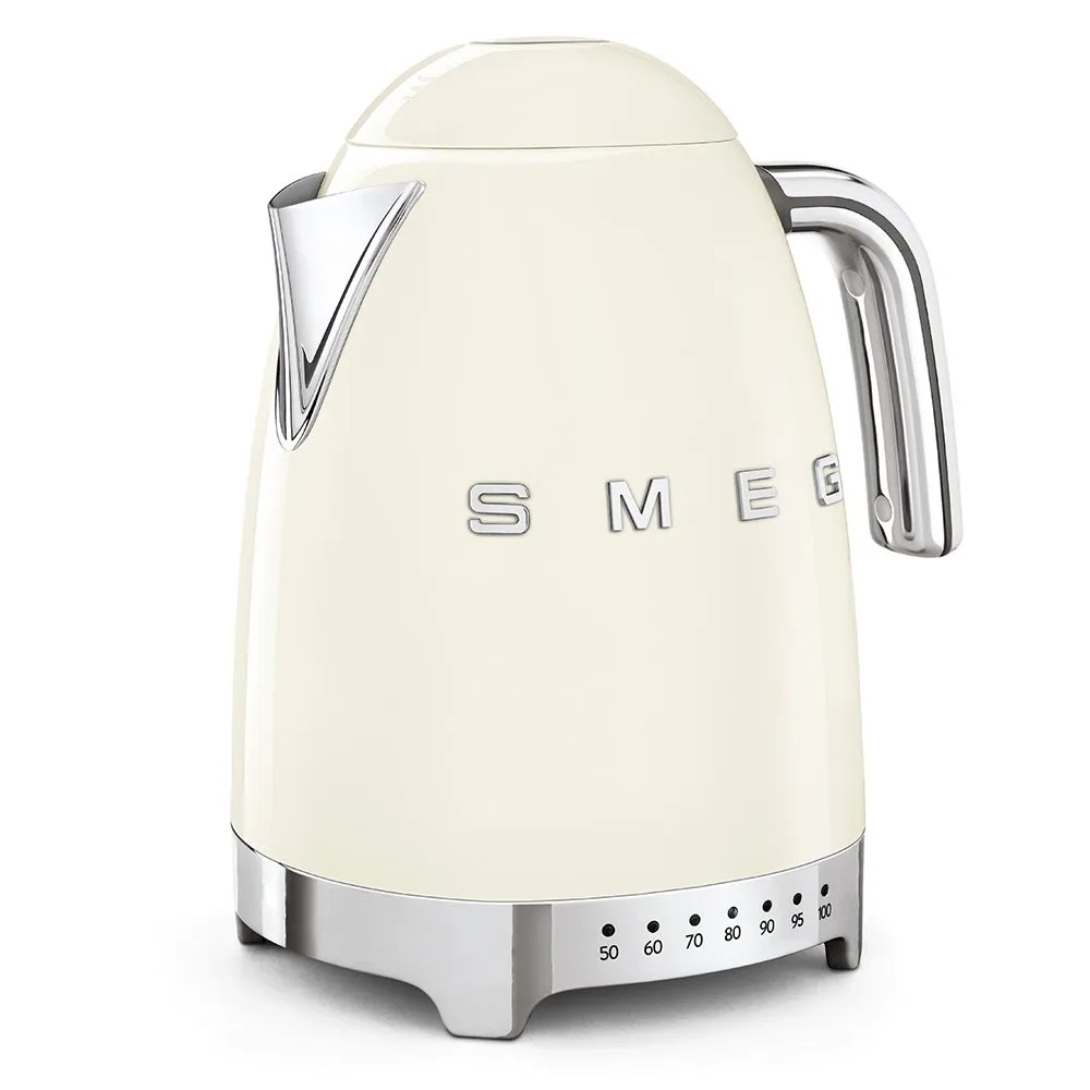 SMEG KLF04CRUK 1.7 Litre 50's Style Kettle, Temperature Control, 22.6cm Wide - Cream