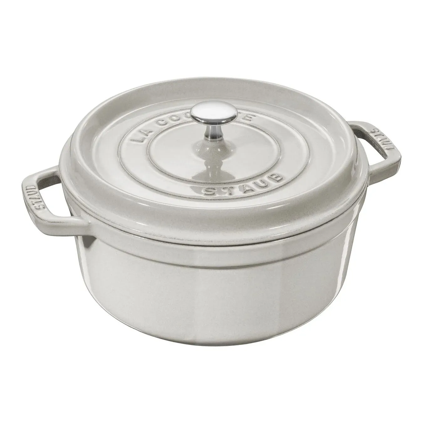 Staub Cast Iron Round Cocotte Oven 5.5-qt, White Truffle